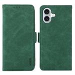 For iPhone 16 Plus ABEEL Frosted Magnetic RFID Leather Phone Case(Green)