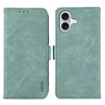 For iPhone 16 ABEEL Frosted Magnetic RFID Leather Phone Case(Cyan)