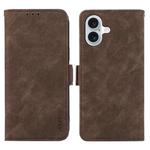 For iPhone 16 ABEEL Frosted Magnetic RFID Leather Phone Case(Brown)