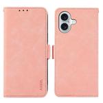 For iPhone 17 ABEEL Frosted Magnetic RFID Leather Phone Case(Pink)