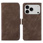 For iPhone 17 Pro Max ABEEL Frosted Magnetic RFID Leather Phone Case(Brown)