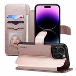 For iPhone 14 Pro ESEBLE E1 Nappa Texture MagSafe Holder Leather Phone Case(Rose Gold)