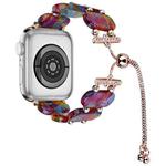 For Apple Watch SE 2023 44mm Resin Retractable Chain Watch Band(Pearlescent Rainbow)