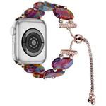 For Apple Watch 42mm Resin Retractable Chain Watch Band(Pearlescent Rainbow)
