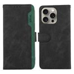 For iPhone 15 Pro ABEEL Color Block Magnetic RFID Leather Phone Case(Black-Green)