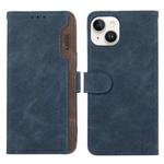 For iPhone 14 ABEEL Color Block Magnetic RFID Leather Phone Case(Blue-Brown)