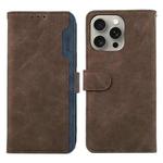 For iPhone 12 / 12 Pro ABEEL Color Block Magnetic RFID Leather Phone Case(Brown-Blue)