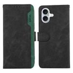 For iPhone 16 ABEEL Color Block Magnetic RFID Leather Phone Case(Black-Green)