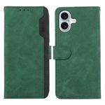 For iPhone 16 ABEEL Color Block Magnetic RFID Leather Phone Case(Green-Black)