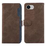 For iPhone 16e ABEEL Color Block Magnetic RFID Leather Phone Case(Brown-Blue)
