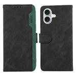 For iPhone 17 ABEEL Color Block Magnetic RFID Leather Phone Case(Black-Green)