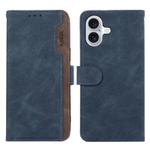 For iPhone 17 ABEEL Color Block Magnetic RFID Leather Phone Case(Blue-Brown)