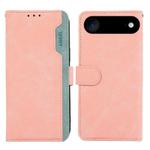 For iPhone 17 Air ABEEL Color Block Magnetic RFID Leather Phone Case(Pink-Cyan)