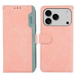 For iPhone 17 Pro Max ABEEL Color Block Magnetic RFID Leather Phone Case(Pink-Cyan)