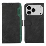 For iPhone 17 Pro Max ABEEL Color Block Magnetic RFID Leather Phone Case(Black-Green)