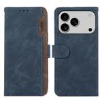 For iPhone 17 Pro Max ABEEL Color Block Magnetic RFID Leather Phone Case(Blue-Brown)