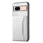 For Google Pixel 8a Crocodile Texture Card Bag Design Full Coverage Phone Case(White)