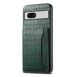 For Google Pixel 7a Crocodile Texture Card Bag Design Full Coverage Phone Case(Green)