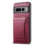 For Google Pixel 7 Pro 5G Crocodile Texture Card Bag Design Full Coverage Phone Case(Red)