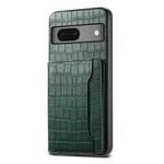 For Google Pixel 7 5G Crocodile Texture Card Bag Design Full Coverage Phone Case(Green)