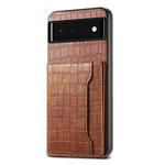 For Google Pixel 6 Crocodile Texture Card Bag Design Full Coverage Phone Case(Brown)