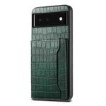 For Google Pixel 6 Crocodile Texture Card Bag Design Full Coverage Phone Case(Green)