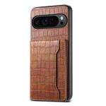 For Google Pixel 10 Pro / 10 Crocodile Texture Card Bag Design Full Coverage Phone Case(Brown)