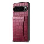 For Google Pixel 10 Pro / 10 Crocodile Texture Card Bag Design Full Coverage Phone Case(Red)