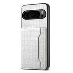 For Google Pixel 10 Pro / 10 Crocodile Texture Card Bag Design Full Coverage Phone Case(White)
