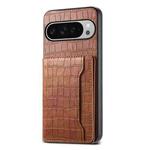 For Google Pixel 10 Pro XL Crocodile Texture Card Bag Design Full Coverage Phone Case(Brown)