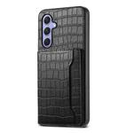 For Samsung Galaxy A55 5G Crocodile Texture Card Bag Design Full Coverage Phone Case(Black)