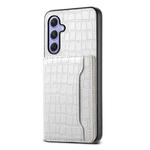 For Samsung Galaxy A55 5G Crocodile Texture Card Bag Design Full Coverage Phone Case(White)