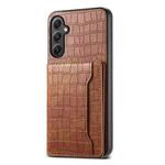 For Samsung Galaxy A35 5G Crocodile Texture Card Bag Design Full Coverage Phone Case(Brown)