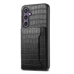 For Samsung Galaxy S24+ 5G Crocodile Texture Card Bag Design Full Coverage Phone Case(Black)