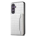 For Samsung Galaxy S24+ 5G Crocodile Texture Card Bag Design Full Coverage Phone Case(White)