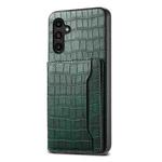 For Samsung Galaxy A15 Crocodile Texture Card Bag Design Full Coverage Phone Case(Green)