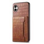For Samsung Galaxy A05 Crocodile Texture Card Bag Design Full Coverage Phone Case(Brown)