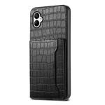 For Samsung Galaxy A05 Crocodile Texture Card Bag Design Full Coverage Phone Case(Black)