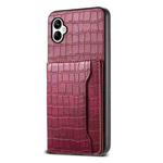 For Samsung Galaxy A05 Crocodile Texture Card Bag Design Full Coverage Phone Case(Red)