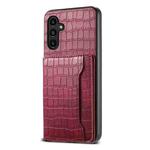 For Samsung Galaxy A14 Crocodile Texture Card Bag Design Full Coverage Phone Case(Red)