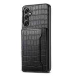 For Samsung Galaxy A24 5G Crocodile Texture Card Bag Design Full Coverage Phone Case(Black)