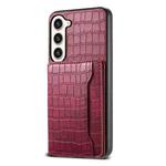 For Samsung Galaxy S23+ 5G Crocodile Texture Card Bag Design Full Coverage Phone Case(Red)