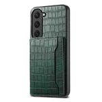 For Samsung Galaxy S23 5G Crocodile Texture Card Bag Design Full Coverage Phone Case(Green)