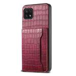 For Samsung Galaxy A22 5G Crocodile Texture Card Bag Design Full Coverage Phone Case(Red)