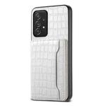 For Samsung Galaxy A52 5G Crocodile Texture Card Bag Design Full Coverage Phone Case(White)
