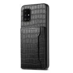 For Samsung Galaxy A51 4G Crocodile Texture Card Bag Design Full Coverage Phone Case(Black)
