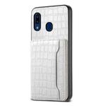 For Samsung Galaxy A20/A30 Crocodile Texture Card Bag Design Full Coverage Phone Case(White)
