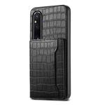 For Sony Xperia 1 V Crocodile Texture Card Bag Design Full Coverage Phone Case(Black)