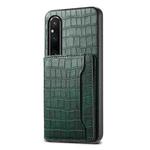 For Sony Xperia 1 V Crocodile Texture Card Bag Design Full Coverage Phone Case(Green)