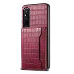 For Sony Xperia 1 V Crocodile Texture Card Bag Design Full Coverage Phone Case(Red)